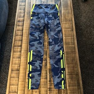 Wear It To Heart (WITH) Navy Blue Camo with yellow stripes leggings
